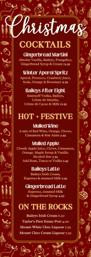 Christmas Drinks Menu 2025